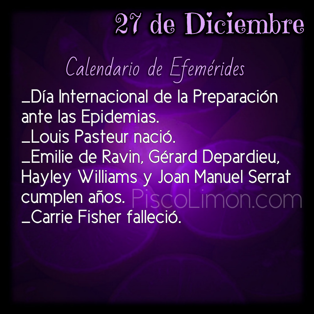 Calendario de Efemérides - 27 de Diciembre