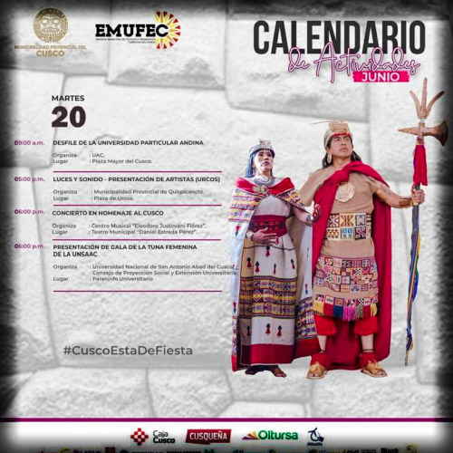 Agenda de Eventos / Cusco - 20 de Junio
