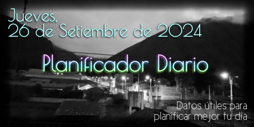 Planificador Diario - Jueves, 26 de Setiembre de 2024