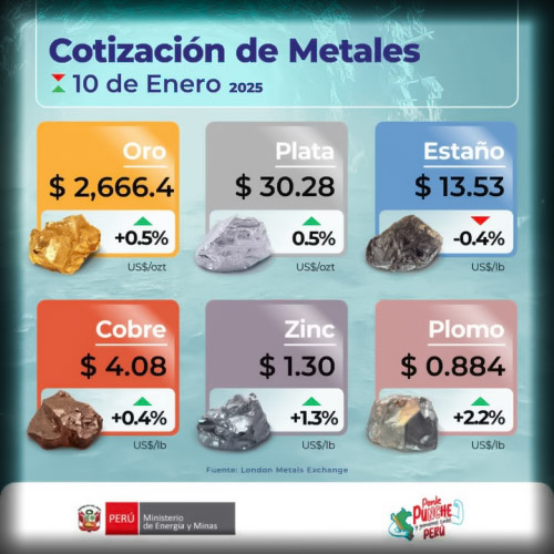 Viernes, 10 de Enero de 2025 - Cotización de Metales