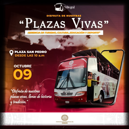 Plazas Vivas con el Bus Cultural de Cusco en la Plaza San Pedro